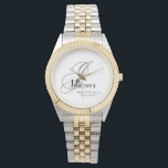 Montre Mère mariage De La Salle Cadeau Monogramme Chic<br><div class="desc">Fête De Mariage Cadeaux Mariage Mère Du Monogramme Cadeau Groom Et Personnalisé Simple Elegant Chic Watch(. Cliquez sur personnaliser ce modèle pour le customiser avec votre initiale monogramme, le nom et la date du mariage rapidement et facilement. Mariage Mère de la chambre Cadeau Monogramme Chic Watch, fait partie de la...</div>