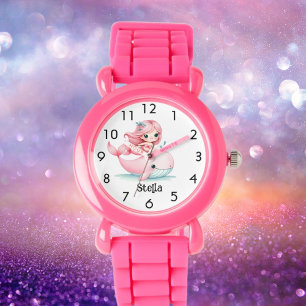 Montre Mermaid whale rose nom fille sous l'eau