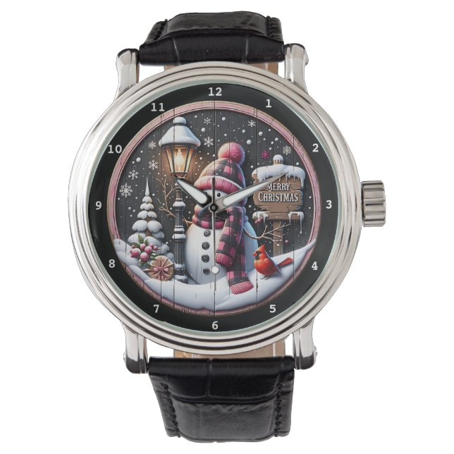 Montre Merry Christmas Snowman with Cardinal (devant)