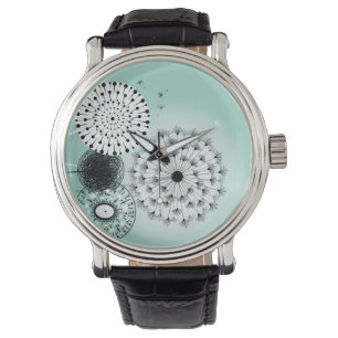 Montre Merveilleux Dandelions Bleu Vintage bracelet en cu
