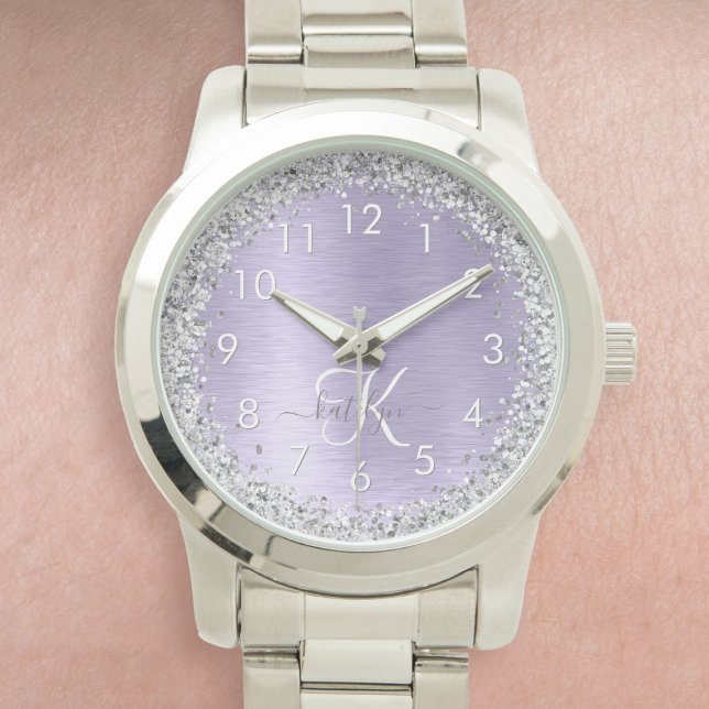 Montre Métal brossé violet Parties scintillant d'argent N (Créateur téléchargé)