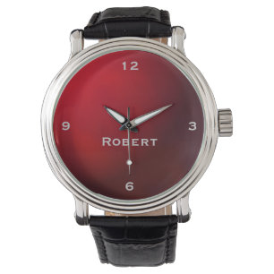 Montre métallique rouge de monogramme de gradient