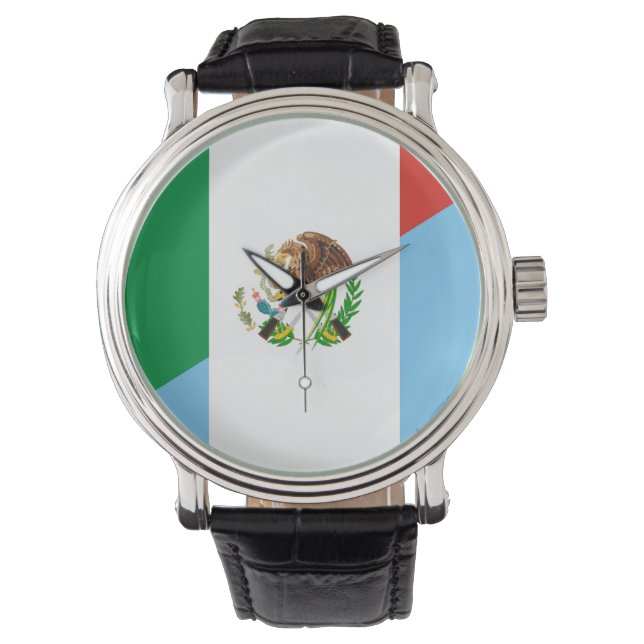 Montre mexique guatémala symbole du pays à demi-drapeau (devant)