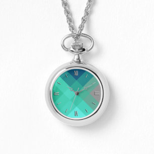 Montre Mi-siècle mega plaid - turquoise & gris