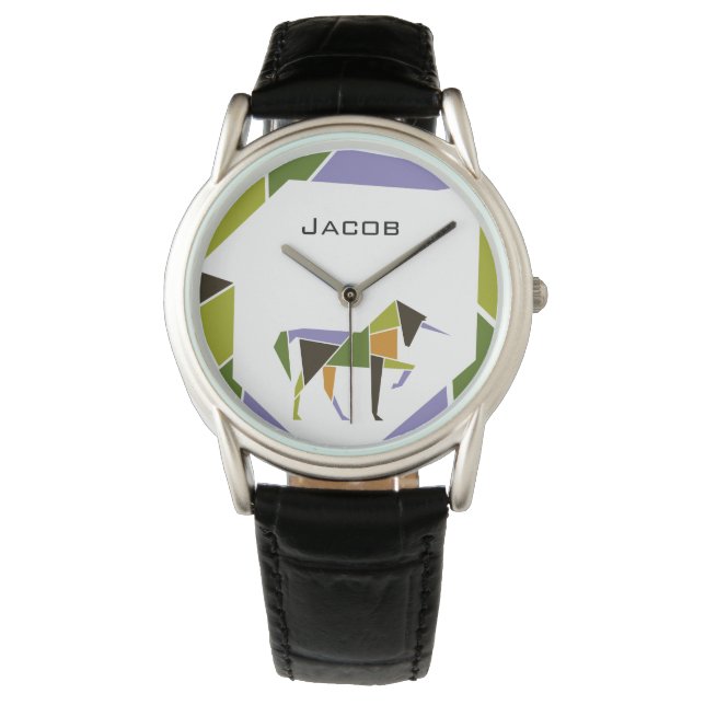 Montre Mi-siècle Moderne Unicorne Abstraite Tangram Anima (devant)