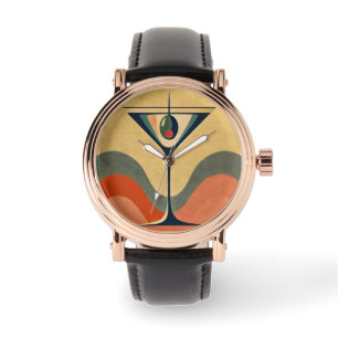 Montre Mi-siècle Moderne "vague de martini à l'olive pime