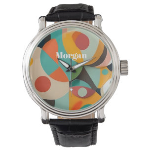 Montre Mid Century Art moderne Monogramme ou nom, géométr