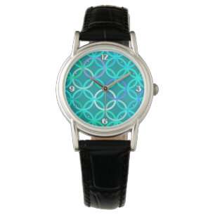 Montre Midcentury Modern Circles, turquoise et aqua