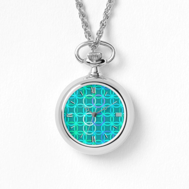 Montre Midcentury Modern Circles, turquoise et aqua (Recto)