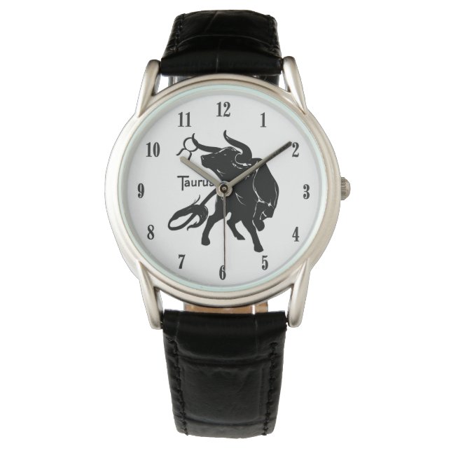 Montre Mighty Taurus the Bull Zodiac chiffres noirs (devant)