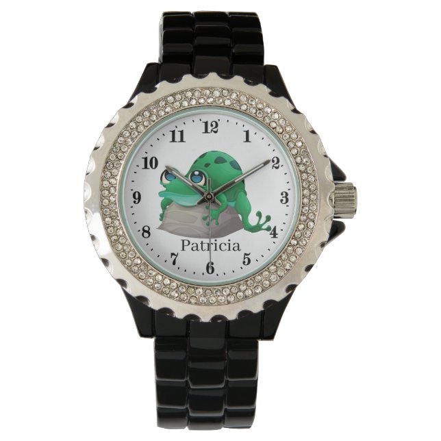 Montre mignon amant grenouille ajouter nom (devant)