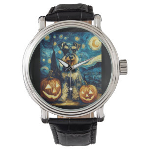 Montre Mignon chien schnauzer miniature Halloween Jack O