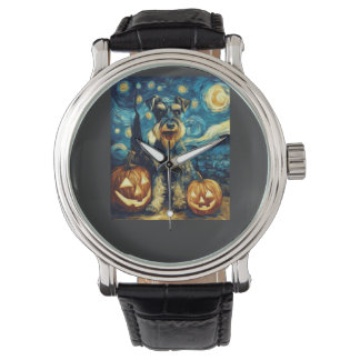 Montre Mignon chien schnauzer miniature Halloween Jack O