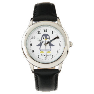 Montre mignon enfants pingouin unisex ajouter nom