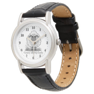Montre mignon folle dame de mouton ajouter du texte