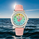 Montre mignon plage rose flamingo ajouter nom<br><div class="desc">mignon plage rose flamingo ajouter nom Watch</div>