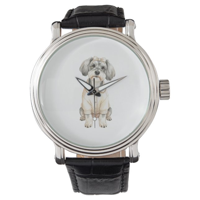 Montre Mignon schnauzer chien aux oreilles longues  (devant)