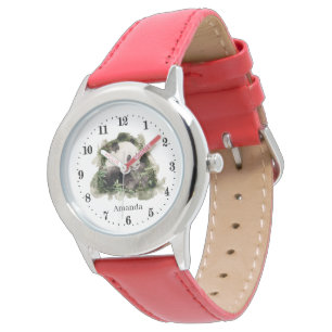 Montre mignonette panda ours amoureux ajouter nom