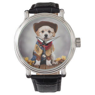 Montre Mignonne chien en costume de cowboy