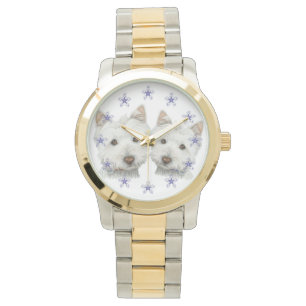 Montre mignonne d'art de deux chiens de Westie