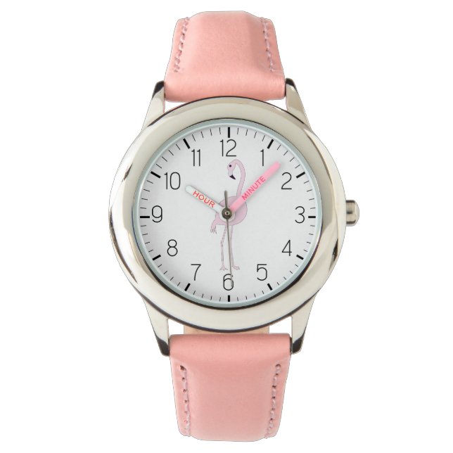 Montre mignonne fille Flamant rose rose (devant)