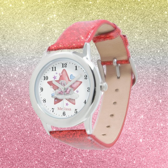 Montre mignonne filles imaginaire licorne ajouter nom (Créateur téléchargé)