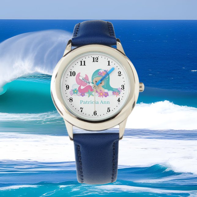 Montre mignonne filles plage sirène ajouter nom Watch (Créateur téléchargé)