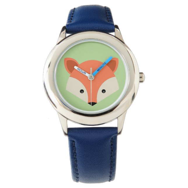 Montre Mignonne Fox face sur Arrière - plan vert (devant)