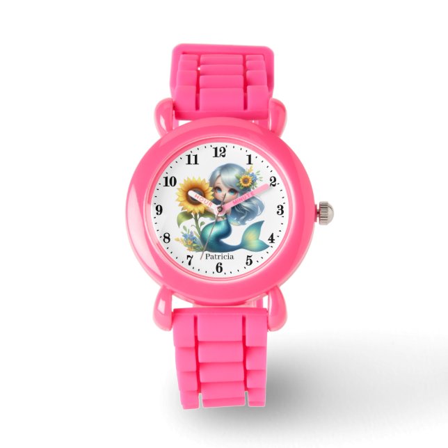 Montre Mignonne girls mermaid ajouter nom (Recto)