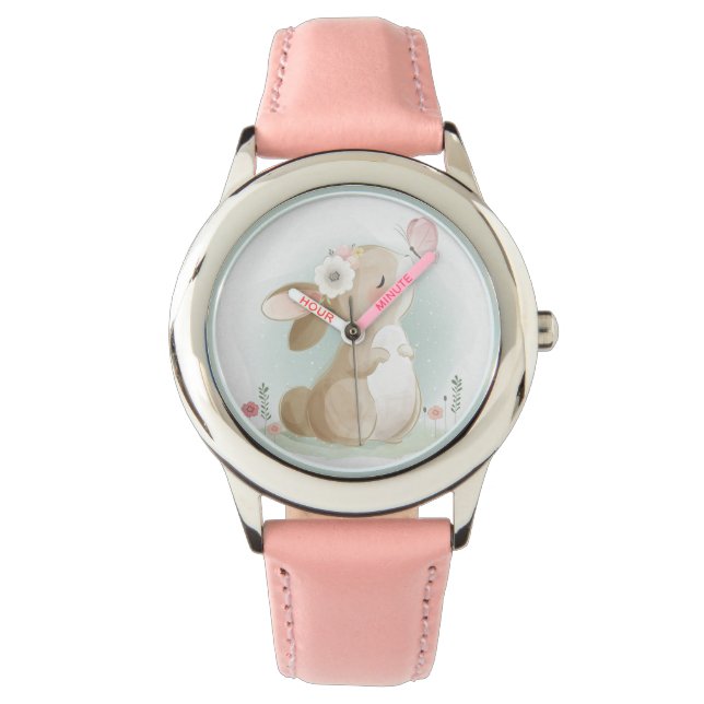 Montre Mignonne Lapin Et Papillon (devant)