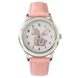 Montre Mignonne Llama Princesse portant une couronne