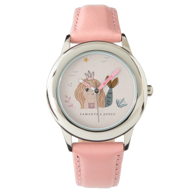 Montre Mignonne Petite Maillot Sirène Aquarelle Fille (devant)