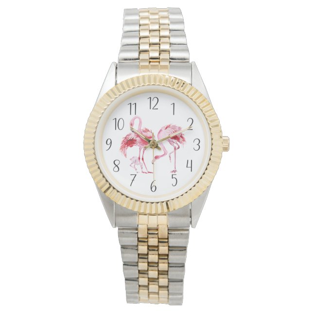 Montre mignonne plage rose flamants femmes (devant)