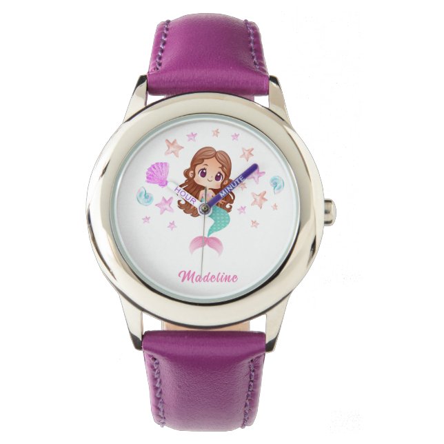 Montre Mignonne sirène de cheveux foncés (devant)