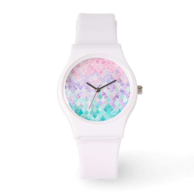 Montre Mignonne Sirène Filles Regarder Sport, Rose, Viole (Recto)