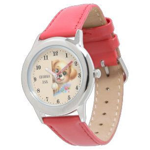 Montre Mignonnes filles à regarder le chiot ajouter nom