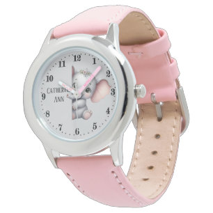 Montre Mignonnes filles à regarder l'éléphant ajouter nom