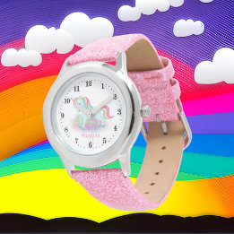 Montre mignonnes filles ajouter nom licorn imaginaire Wat
