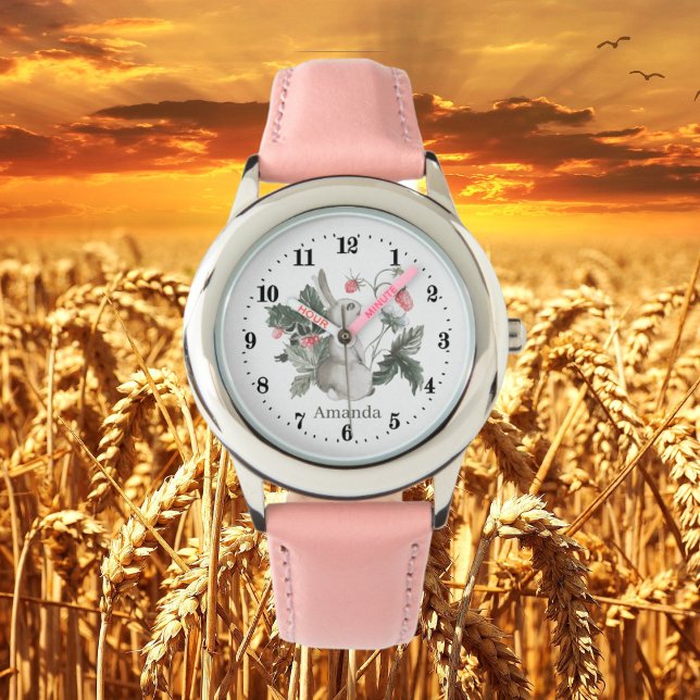 Montre mignonnes filles amantes lapin ajouter le nom (Créateur téléchargé)