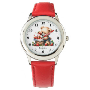 Montre Mignonnes filles fraise ours nom ajouter
