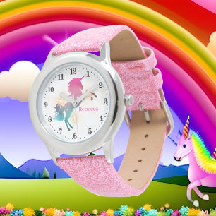 Montre mignonnes filles imaginaire unicorne ajouter nom W