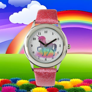 Montre mignonnes filles imaginaire unicorne ajouter nom W