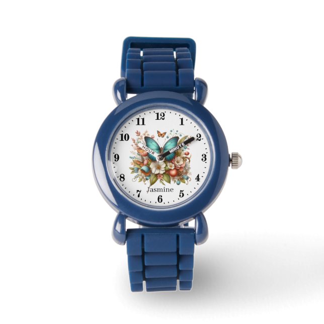 Montre Mignonnes filles papillon amoureux ajouter nom (Recto)