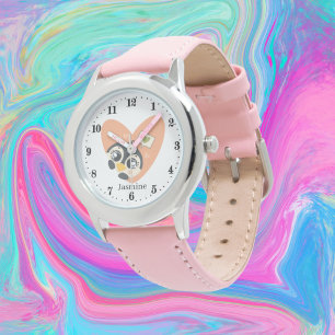 Montre mignonnes filles pingouins amoureux ajouter nom