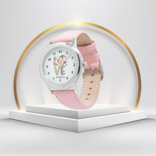 Montre mignonnes filles pingouins amoureux ajouter nom