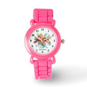 Montre Mignonnes filles tortue de mer ajouter le nom