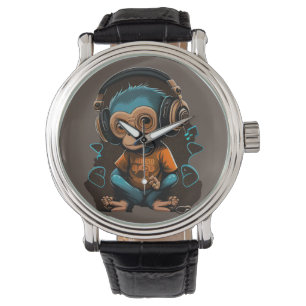 Montre Mignons Singe Écouter Musique, Musique Singe Immer