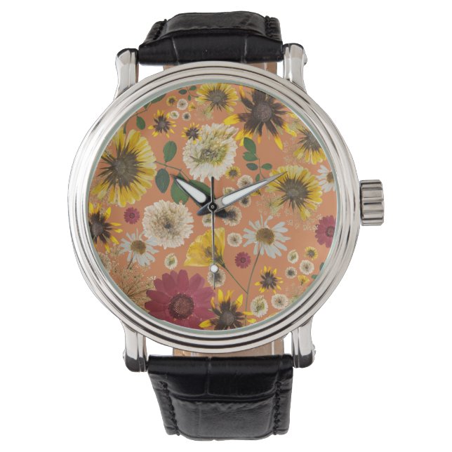 Montre Mikitiez terre natale nature selfloe fleur rose (devant)