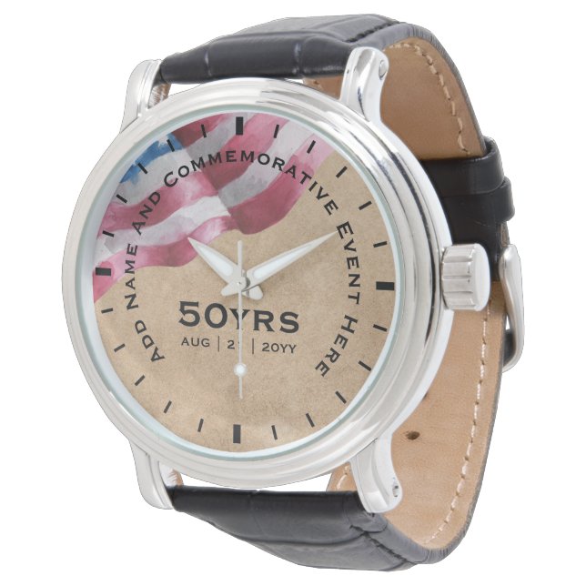 Montre Militaire Retraite Us Drapeau Garde commémorative (Incliné)