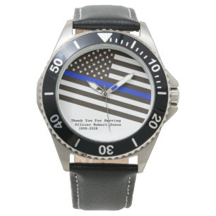 Montre *~* Mince Ligne Bleue Drapeau Hommes Officier de P